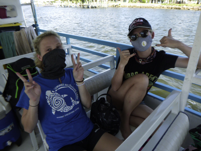 Brooke (l) & Lindsey (r) volunteer during our 2020 Summer Adventure Camps
